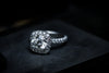 Round Halo Pavé half round shank in Platinum
